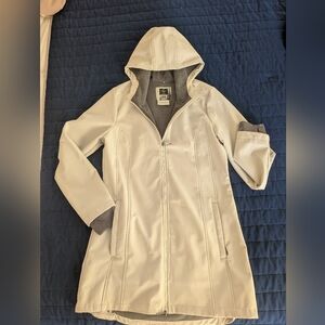 Cream Hooded Waterproof Long Jacket. By Kyodan Women M